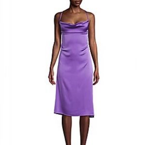 Danielle Bernstein Purple Cowl Tie-Back Slip Dress NWT